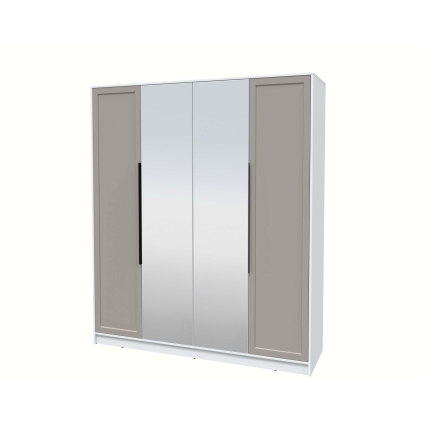 Шкаф распашной Тренд КТ-Ш4 (з) (Белый платинум ЛДСП/ Луна ЛМДФ) Ш1800 В2128 Г547